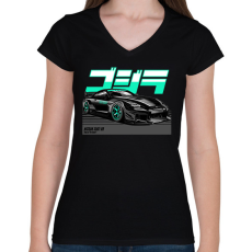 PRINTFASHION Nissan 35GT-RR - Női V-nyakú póló - Fekete