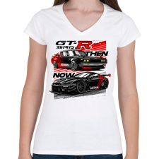 PRINTFASHION Nissan Advan GTR - Női V-nyakú póló - Fehér női póló