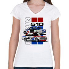PRINTFASHION Nissan Datsun 510 - Női V-nyakú póló - Fehér női póló