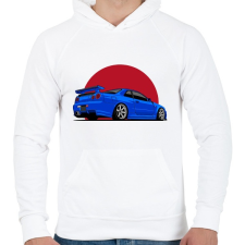 PRINTFASHION Nissan GT-R - Férfi kapucnis pulóver - Fehér férfi pulóver, kardigán