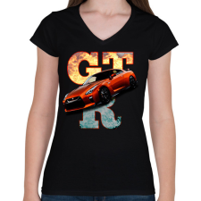 PRINTFASHION nissan gtr - Női V-nyakú póló - Fekete női póló