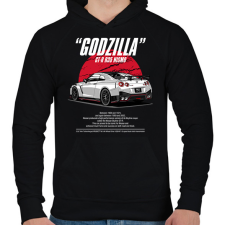 PRINTFASHION Nissan GTR R35 Nismo - Férfi kapucnis pulóver - Fekete férfi pulóver, kardigán