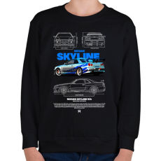 PRINTFASHION Nissan Skyline Brian - Gyerek pulóver - Fekete
