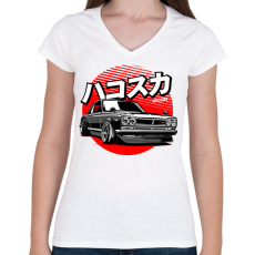 PRINTFASHION NISSAN SKYLINE GT-R  - Női V-nyakú póló - Fehér