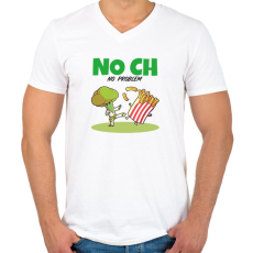 PRINTFASHION NO CH - Férfi V-nyakú póló - Fehér
