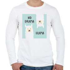 PRINTFASHION No drama llama - Férfi hosszú ujjú póló - Fehér férfi póló