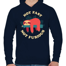 PRINTFASHION No fast not furious - Férfi kapucnis pulóver - Sötétkék