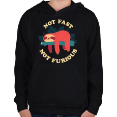 PRINTFASHION No fast not furious - Gyerek kapucnis pulóver - Fekete