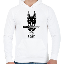 PRINTFASHION No fear - Férfi kapucnis pulóver - Fehér férfi pulóver, kardigán