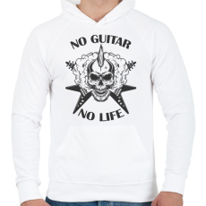 PRINTFASHION No guitar, No life - Gitáros koponya - Férfi kapucnis pulóver - Fehér