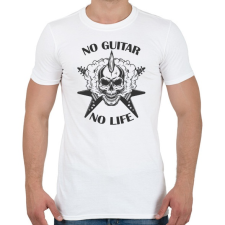 PRINTFASHION No guitar, No life - Gitáros koponya - Férfi póló - Fehér férfi póló
