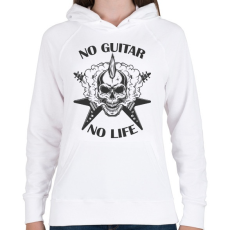 PRINTFASHION No guitar, No life - Gitáros koponya - Női kapucnis pulóver - Fehér