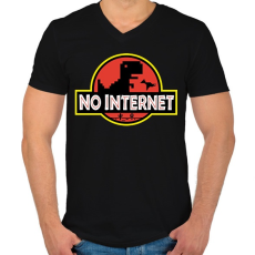 PRINTFASHION No internet - Férfi V-nyakú póló - Fekete