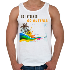 PRINTFASHION NO INTERNET GO OUTSIDE - Férfi atléta - Fehér atléta, trikó