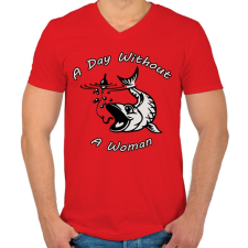 PRINTFASHION Nő mentes nap - Férfi V-nyakú póló - Piros férfi póló