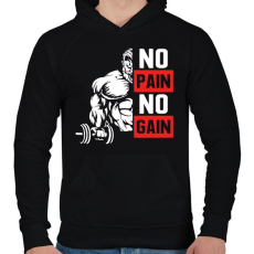 PRINTFASHION No Pain No Gain - Férfi kapucnis pulóver - Fekete