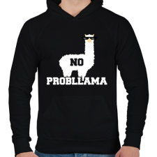 PRINTFASHION No probLama - Férfi kapucnis pulóver - Fekete férfi pulóver, kardigán