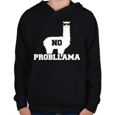 PRINTFASHION No probLama - Gyerek kapucnis pulóver - Fekete
