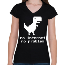 PRINTFASHION No problem - Női V-nyakú póló - Fekete női póló