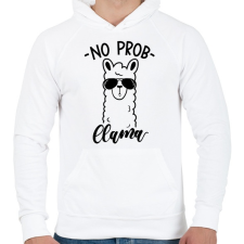 PRINTFASHION No Probllama - Férfi kapucnis pulóver - Fehér férfi pulóver, kardigán