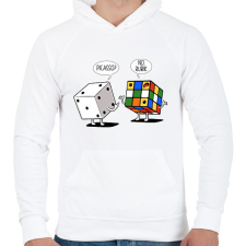 PRINTFASHION No, Rubik - Férfi kapucnis pulóver - Fehér férfi pulóver, kardigán