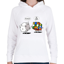 PRINTFASHION No, Rubik - Női kapucnis pulóver - Fehér női pulóver, kardigán