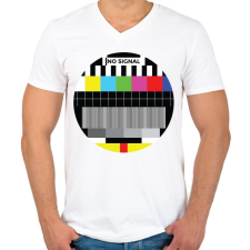 PRINTFASHION No signal - Férfi V-nyakú póló - Fehér férfi póló