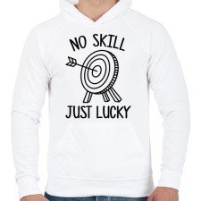 PRINTFASHION No skill just lucky - Férfi kapucnis pulóver - Fehér férfi pulóver, kardigán