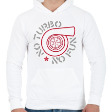 PRINTFASHION No turbo no fun - Férfi kapucnis pulóver - Fehér férfi pulóver, kardigán