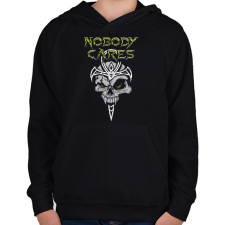 PRINTFASHION Nobody cares - Gyerek kapucnis pulóver - Fekete gyerek pulóver, kardigán