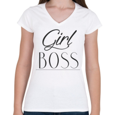 PRINTFASHION Női főnök - Női V-nyakú póló - Fehér női póló