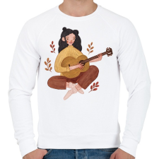 PRINTFASHION Női gitáros - Férfi pulóver - Fehér férfi pulóver, kardigán