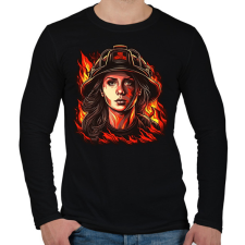 PRINTFASHION Női tűzoltó - Férfi hosszú ujjú póló - Fekete férfi póló
