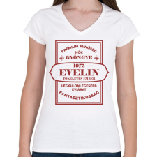 PRINTFASHION Nők gyöngye - Névvel, évszámmal - Női V-nyakú póló - Fehér női póló