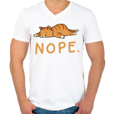 PRINTFASHION NOPE - Férfi V-nyakú póló - Fehér férfi póló