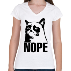 PRINTFASHION Nope - Női V-nyakú póló - Fehér