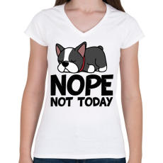 PRINTFASHION Nope puppy - Női V-nyakú póló - Fehér