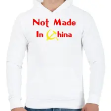 PRINTFASHION not-made-in-china-2 - Férfi kapucnis pulóver - Fehér férfi pulóver, kardigán
