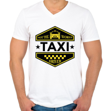 PRINTFASHION Not the worst taxi driver - Férfi V-nyakú póló - Fehér