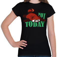 PRINTFASHION Not today - Vörös panda - Női póló - Fekete