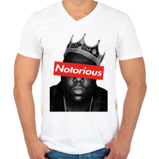 PRINTFASHION Notorious Big - Férfi V-nyakú póló - Fehér