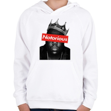 PRINTFASHION Notorious Big - Gyerek kapucnis pulóver - Fehér gyerek pulóver, kardigán