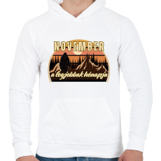 PRINTFASHION November a legjobbak hónapja 1 - Férfi kapucnis pulóver - Fehér