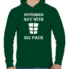 PRINTFASHION Novemberben született kockás hasú - Férfi kapucnis pulóver - Sötétzöld férfi pulóver, kardigán