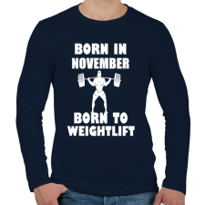 PRINTFASHION novemberben születve - súlyemelésre születve - Férfi hosszú ujjú póló - Sötétkék férfi póló