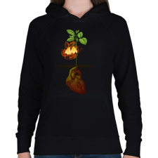 PRINTFASHION Növény világ - Női kapucnis pulóver - Fekete női ruházati kiegészítő
