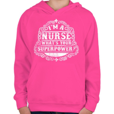 PRINTFASHION Nővér a szuperhatalom - Gyerek kapucnis pulóver - Fukszia