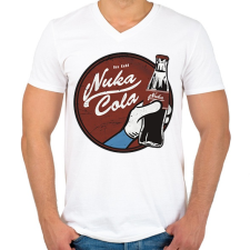PRINTFASHION Nuka Cola - Férfi V-nyakú póló - Fehér férfi póló
