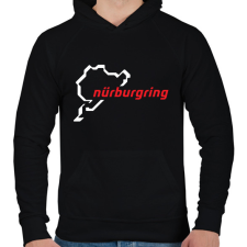 PRINTFASHION Nürburgring fehér - Férfi kapucnis pulóver - Fekete férfi pulóver, kardigán