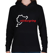 PRINTFASHION Nürburgring fehér - Női kapucnis pulóver - Fekete női pulóver, kardigán